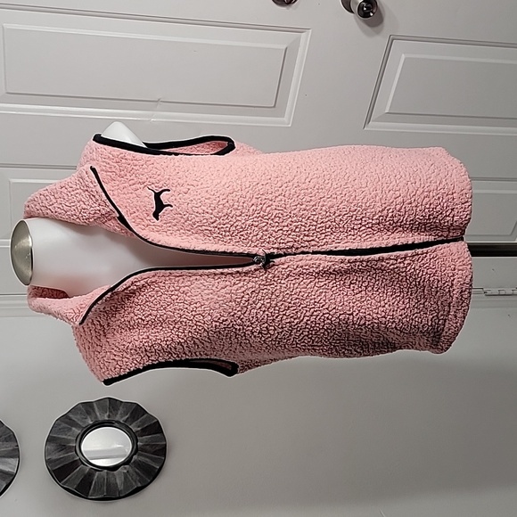 Victoria's Secret PINK Full Zip Sherpa Vest Jacket Smokey Rose Light Pink Size S - Picture 1 of 10